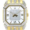 Montre à quartz Bulova Octava Crystal Accents en acier inoxydable doré avec cadran argenté 98A295 pour homme