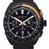 Montre chronographe Bulova Racer pour homme avec bracelet en cuir et cadran noir, quartz, 98B428, 100 m