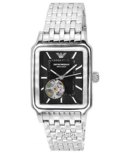 Emporio Armani Meccanico Acier Inoxydable Noir Cadran Cœur Ouvert Automatique AR60057 Montre Homme