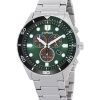 Montre homme Citizen Eco-Drive Chronograph GMT en acier inoxydable avec cadran vert AT2561-81X 100M