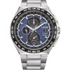 Montre homme Citizen Eco-Drive GMT radiocommandée chronographe Super Titanium cadran bleu AT8238-84L 100M