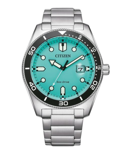 Montre homme Citizen Marine en acier inoxydable avec cadran turquoise Eco-Drive AW1760-81W 100M