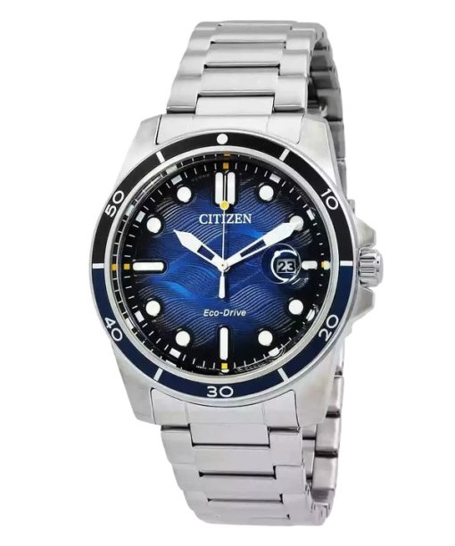 Montre Citizen Marine en acier inoxydable avec cadran bleu Eco-Drive AW1810-85L 100M pour homme