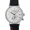 Montre Bauhaus Classic pour homme avec bracelet en cuir noir et cadran blanc Solar 21121