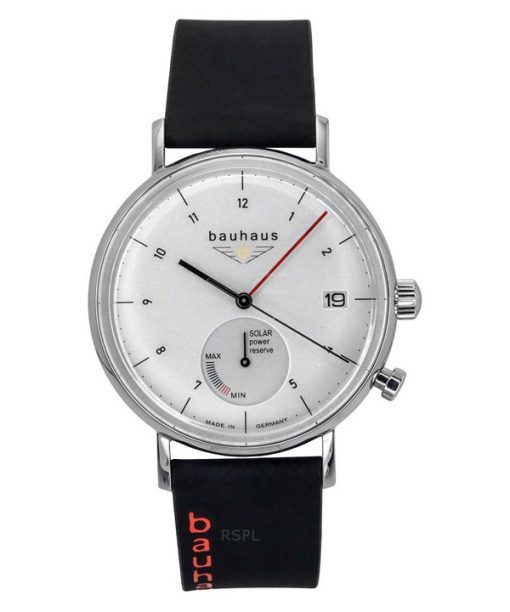 Montre Bauhaus Classic pour homme avec bracelet en cuir noir et cadran blanc Solar 21121