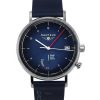 Montre Bauhaus Classic pour homme avec bracelet en cuir bleu et cadran bleu foncé Solar 21123