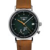 Montre Bauhaus Classic pour homme avec bracelet en cuir marron et cadran vert foncé Solar 21124