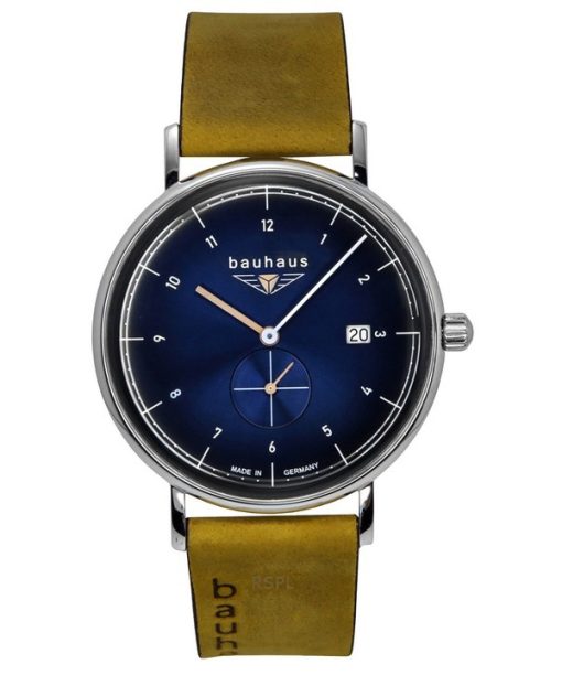 Montre homme Bauhaus Classic 21303 à quartz avec bracelet en cuir marron et cadran bleu