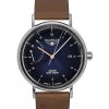 Montre homme Bauhaus Classic avec bracelet en cuir et cadran bleu foncé automatique 21603