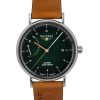 Montre homme Bauhaus Classic avec bracelet en cuir marron et cadran vert foncé automatique 21604