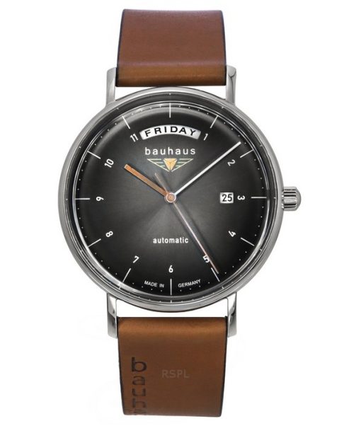 Montre homme Bauhaus Classic avec bracelet en cuir et cadran anthracite automatique 21622