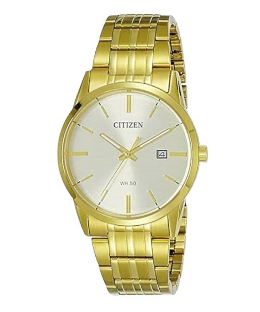 Montre homme Citizen en acier inoxydable doré avec cadran champagne à quartz BI5002-57P