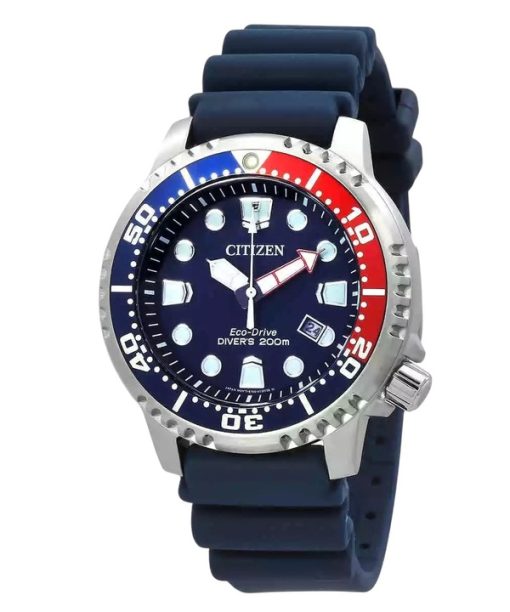 Montre Citizen Promaster Dive pour homme avec bracelet en polyuréthane et cadran bleu Eco-Drive BN0168-06L 200M