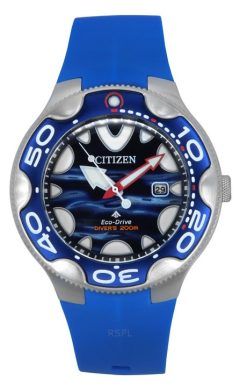 Montre de plongée Citizen Promaster avec bracelet en PU et cadran bleu Eco-Drive BN0238-02L pour homme 200 m