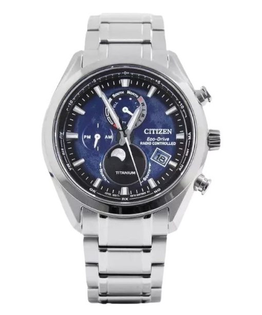 Montre homme Citizen Tsuku-yomi Chronograph Moon Phase Super Titanium Cadran bleu Eco-Drive BY1010-81L 100M