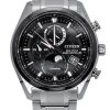 Montre pour homme Citizen Tsuki-Yomi à phases de lune radiocommandées en titane avec cadran noir Eco-Drive BY1018-80E 100 m