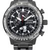 Montre pilote pour homme Citizen Promaster Geo Trekker en acier inoxydable avec cadran noir Eco-Drive BY3005-56G 200M