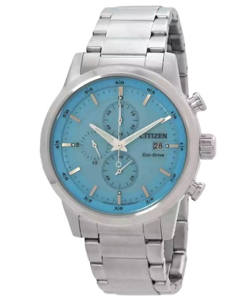 Montre homme Citizen chronographe en acier inoxydable avec cadran bleu Eco-Drive CA0748-80L 100M