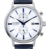 Montre chronographe Citizen Eco-Drive pour homme avec bracelet en cuir et cadran blanc CA7069-16A