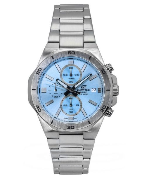 Montre chronographe analogique Casio Edifice Standard en acier inoxydable avec cadran bleu et quartz EFV-640D-2BV 100M pour homm