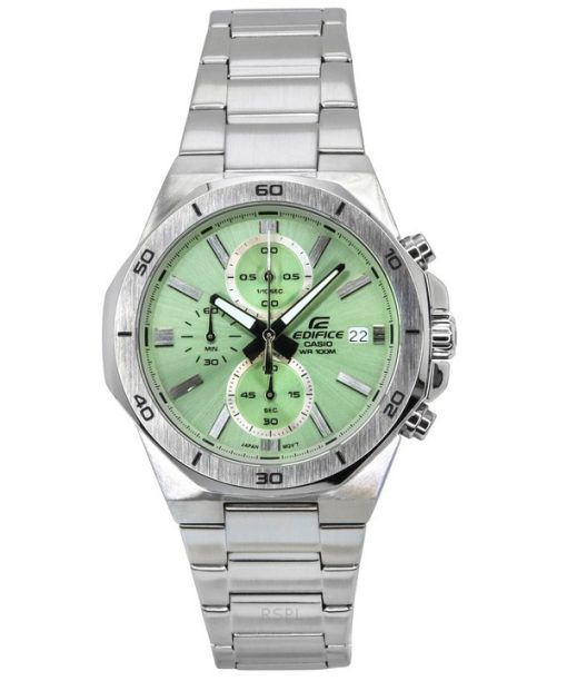 Montre chronographe analogique Casio Edifice Standard en acier inoxydable avec cadran vert et quartz EFV-640D-3AV 100M pour homm