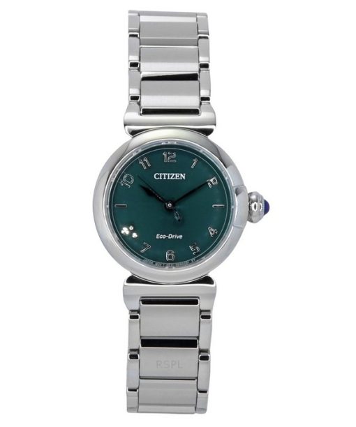 Montre pour femme Citizen L May Bell Mini avec accents de diamants en acier inoxydable et cadran vert Eco-Drive EM1130-83X