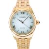 Montre Citizen L en acier inoxydable ton or rose avec cadran vert clair Eco-Drive EM1143-81X pour femme