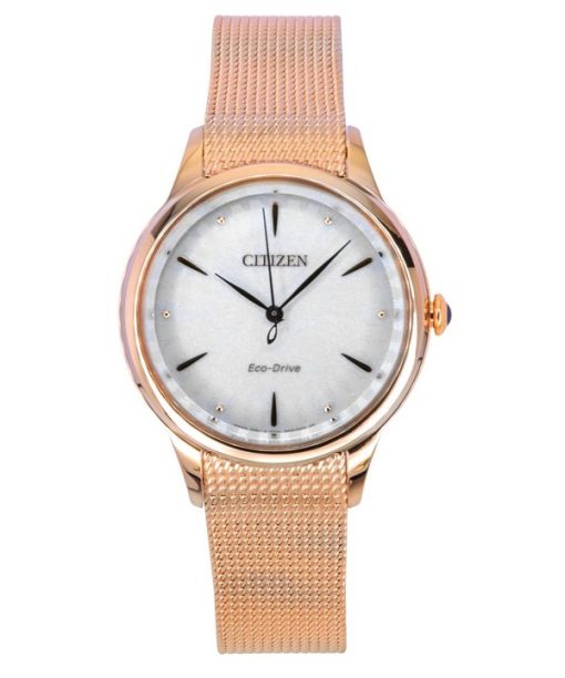 Montre Citizen L en acier inoxydable ton or rose avec cadran blanc Eco-Drive EM1153-88A pour femme