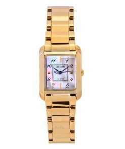 Montre Citizen L Square en acier inoxydable doré rose avec cadran en nacre Eco-Drive EW5603-89Y pour femme