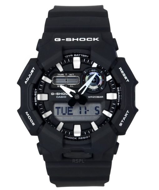 Montre analogique numérique Casio G-Shock pour homme avec bracelet en résine biosourcée et cadran noir à quartz GA-010-2A 200M