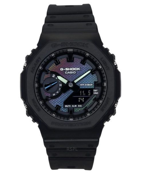 Montre analogique numérique Casio G-Shock pour homme avec bracelet en résine biosourcée, cadran multicolore, quartz, GA-2100RW-1