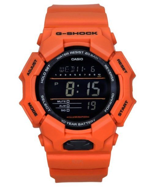 Montre Casio G-Shock Digital Bio-Based Orange Resin Strap Cadran Noir Quartz GD-010-4 200M Homme