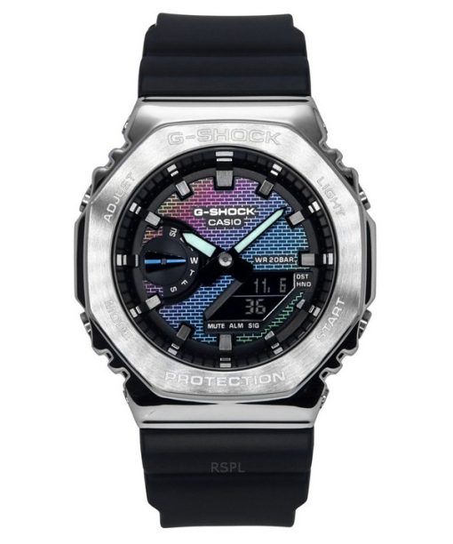 Montre analogique numérique Casio G-Shock Rainbow Brick Wall à quartz avec cadran multicolore GM-2100RW-1A 200M pour homme