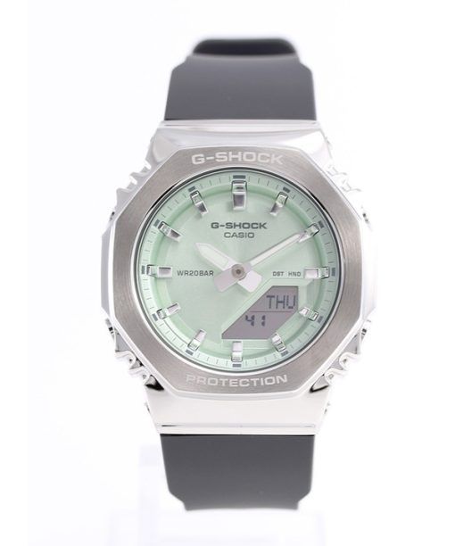 Montre analogique numérique Casio G-Shock pour femme avec bracelet en résine biosourcée, cadran vert clair, quartz GM-S2110-3A,