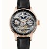 Montre Homme Ingersoll The Jazz Moon Phase Bracelet Cuir Cadran Squelette Noir Automatique I07705