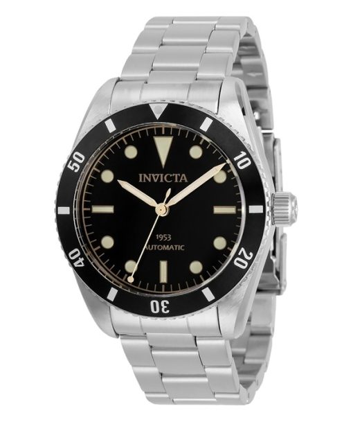 Montre Invicta Vintage Pro Diver en acier inoxydable avec cadran noir et montre de plongée automatique 31290 200M pour homme