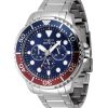 Montre homme Invicta Pro Diver en acier inoxydable avec lunette Pepsi bleue et rouge, cadran bleu, quartz 47227