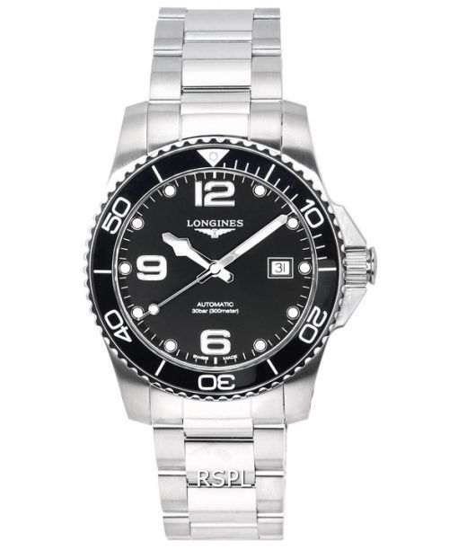 Montre Longines HydroConquest Sunray Black avec cadran Super-LumiNov Automatic Diver&#39,s L3.781.4.56.6 300M pour homme