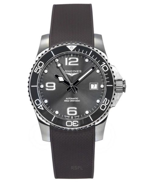 Montre de plongée automatique Longines Hydroconquest avec bracelet en caoutchouc et cadran gris Sunray L3.781.4.76.9 300M pour h