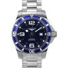 Montre de plongée automatique Longines Hydroconquest en acier inoxydable avec cadran bleu Sunray L3.781.4.96.6 300M pour homme