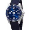 Montre de plongée automatique Longines Hydroconquest avec bracelet en caoutchouc et cadran bleu Sunray L3.781.4.96.9 300M pour h