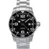 Montre de plongée automatique Longines Hydroconquest en acier inoxydable avec cadran noir et rayons de soleil L3.782.4.56.6 300M