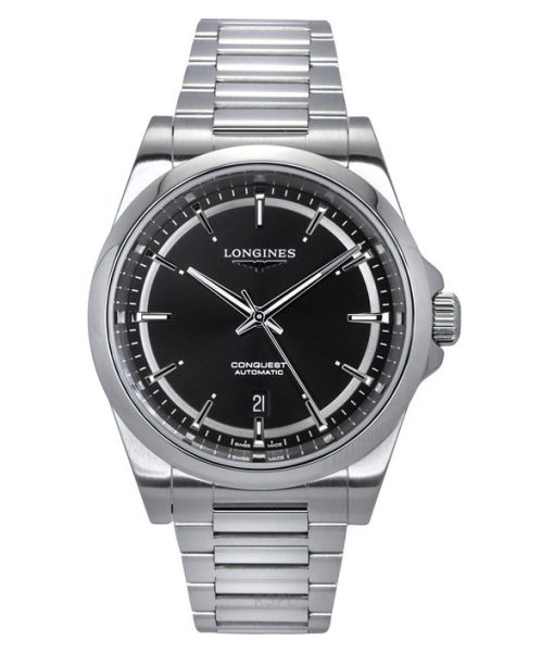 Montre Homme Longines Conquest Acier Inoxydable Sunray Cadran Noir Automatique L3.830.4.52.6 100M