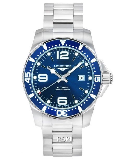 Montre Longines HydroConquest Sunray Blue avec cadran Super-LumiNova Automatic Diver&#39,s L3.841.4.96.6 300M pour homme