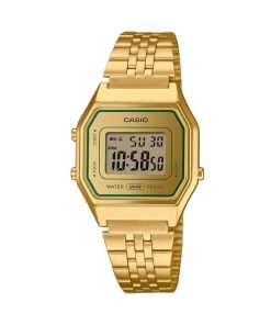 Montre Casio Vintage Digital pour femme avec bracelet en acier inoxydable doré LA680WEGV-9A