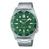 Montre analogique à quartz Casio pour homme MTD-135D-3AV avec cadran vert et acier inoxydable