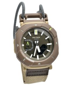 Montre unisexe Casio Pro Trek analogique numérique pour smartphone avec bracelet en tissu, cadran vert, Tough Solar PRJ-B001B-5,