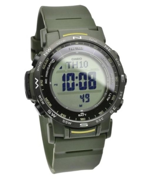 Montre unisexe Casio Pro Trek Digital avec bracelet en résine biosourcée Tough Solar PRW-35Y-3B 100 M