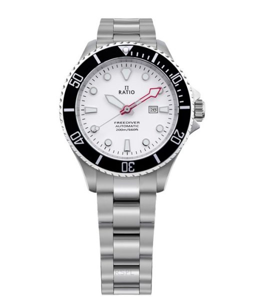 Montre femme Ratio FreeDiver Sapphire en acier inoxydable avec cadran blanc automatique RTFL833 200M