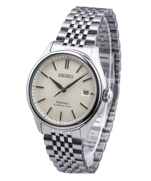 Montre homme Seiko Presage Classic Shiro-iro en acier inoxydable avec cadran blanc chaud automatique SPB463J1 100M